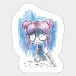 Anxious Girl with Space Buns Sticker